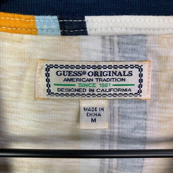 Vintage 90’s Guess T Shirt Mens Sz Medium Short Sleeves Logo Embroidered Striped - Picture 6 of 7
